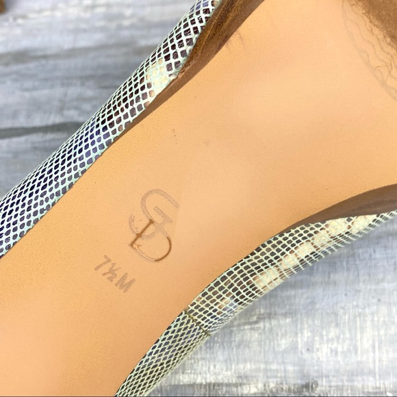 Circa Joan David Luxe Platform Pumps Pearly Snakeskin Print Leather Heels 7.5M - Picture 15 of 16